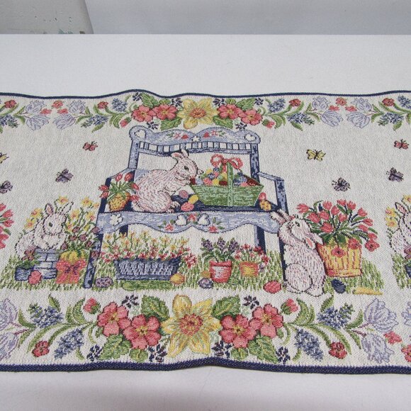 NEW! Blossoms & Blooms Tapestry-Style Easter Table Runner - Picture 3 of 7
